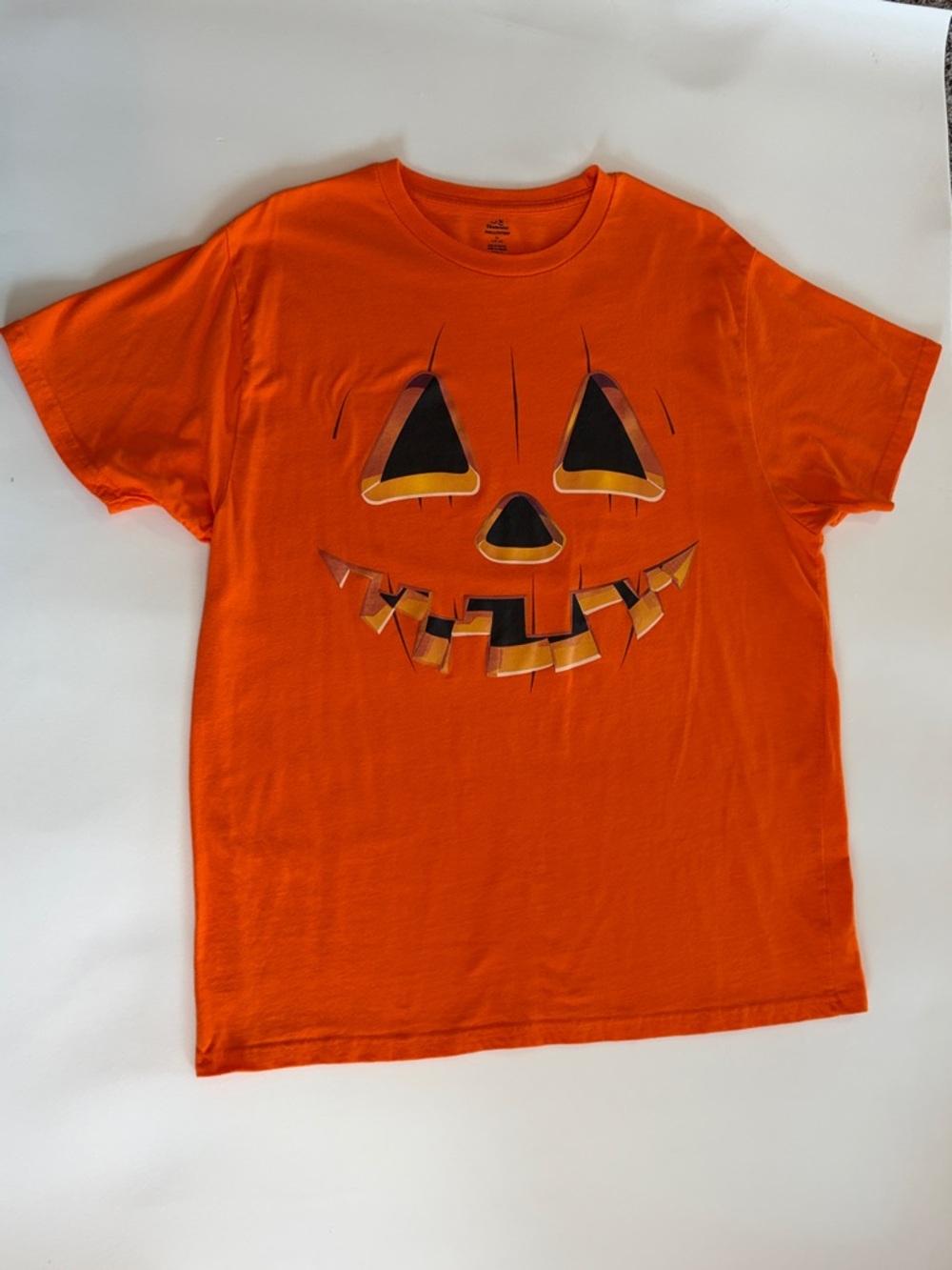 XL Men’s Halloween Jack O’Lantern Orange Pumpkin Face Costume T-Shirt